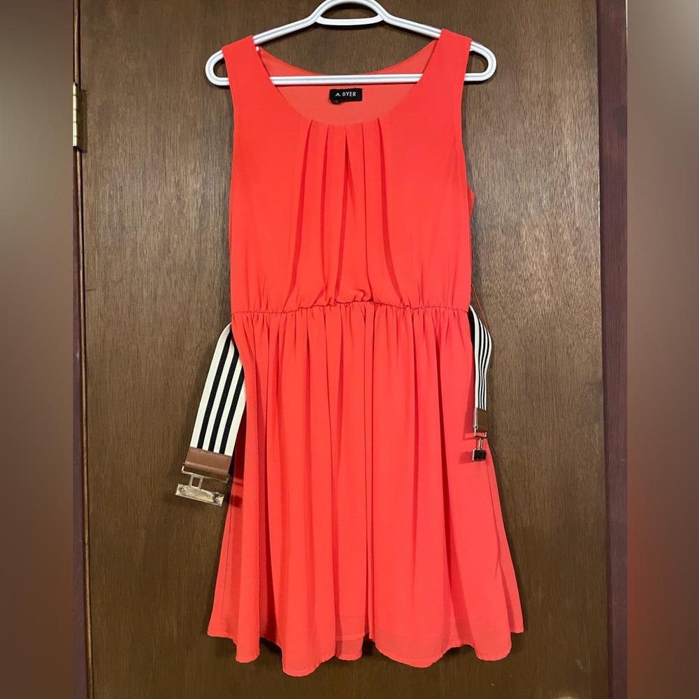 Coral dress with detachable belt